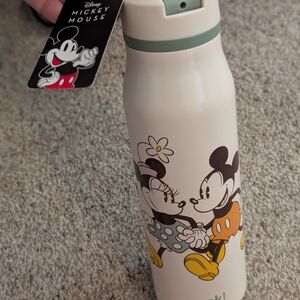 Disney Cream Water Bottle with Mickey and Minnie